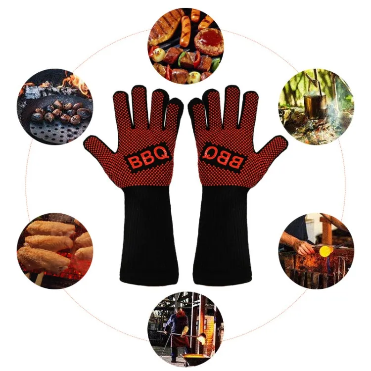 1 Pair High Temperature Resistant Silicone BBQ Gloves  Anti-Scalding Gloves(BBQ Red)