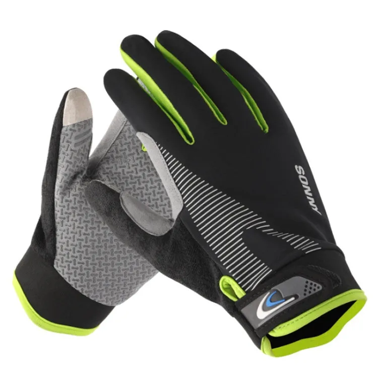 1 Pair QX0002 Sports Sunscreen Touch Screen Non-slip Wear Resistant Shock Absorbing Cycling Gloves, Size: L(Green)