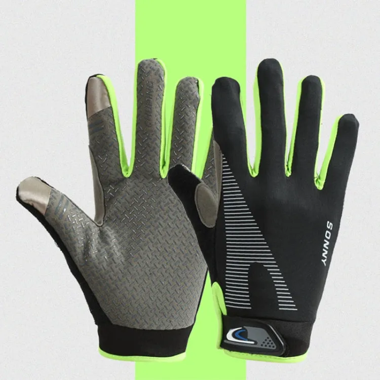 1 Pair QX0002 Sports Sunscreen Touch Screen Non-slip Wear Resistant Shock Absorbing Cycling Gloves, Size: L(Green)