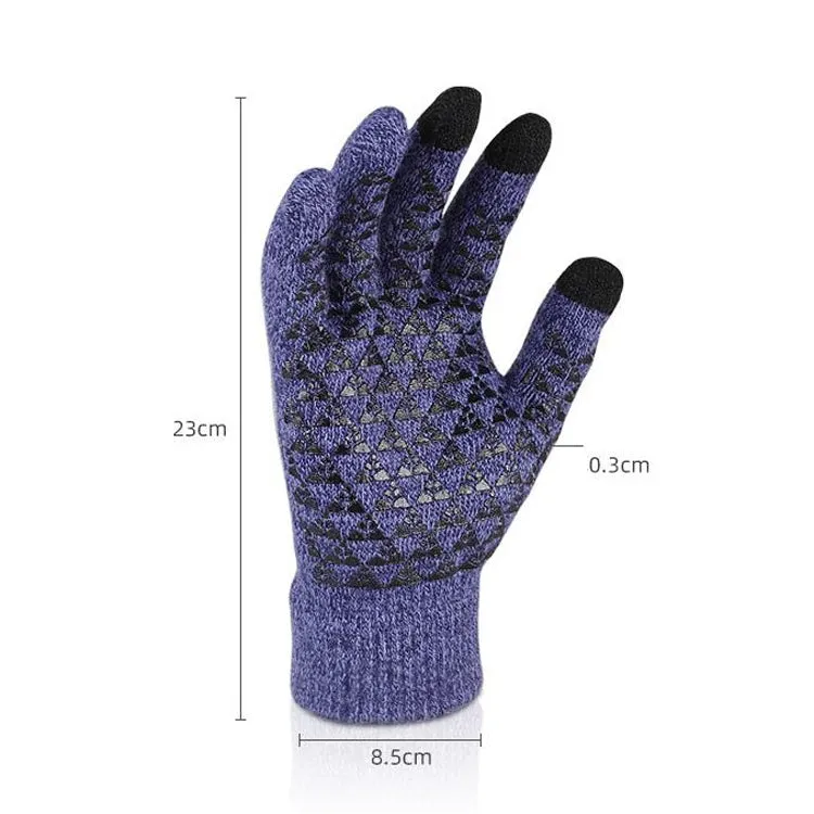 1 Pair Thick Velvet Touch Screen Knitted Warm Gloves, Size: Free Size(Blue)