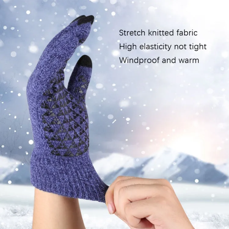 1 Pair Thick Velvet Touch Screen Knitted Warm Gloves, Size: Free Size(Blue)