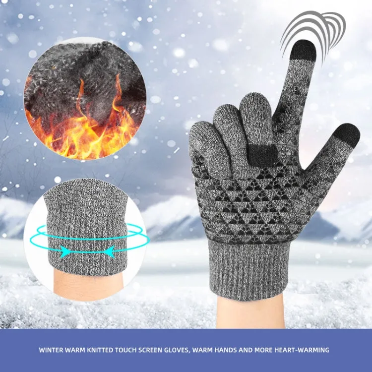 1 Pair Thick Velvet Touch Screen Knitted Warm Gloves, Size: Free Size(Blue)