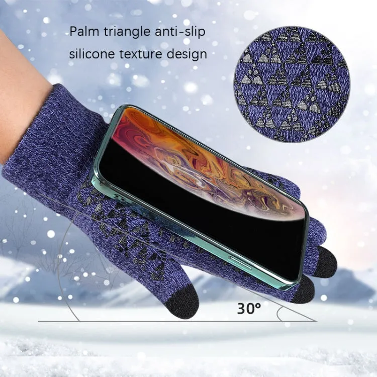 1 Pair Thick Velvet Touch Screen Knitted Warm Gloves, Size: Free Size(Blue)