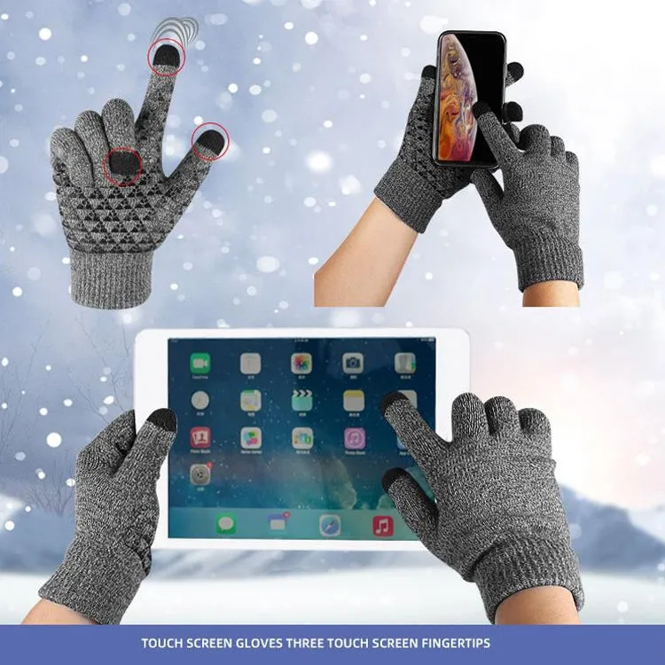 1 Pair Thick Velvet Touch Screen Knitted Warm Gloves, Size: Free Size(Blue)