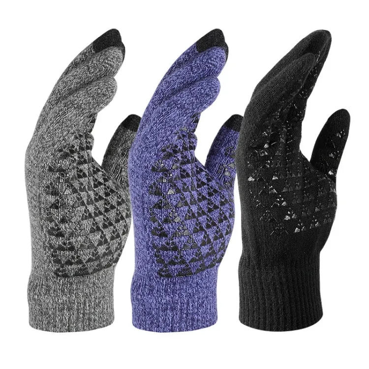 1 Pair Thick Velvet Touch Screen Knitted Warm Gloves, Size: Free Size(Blue)