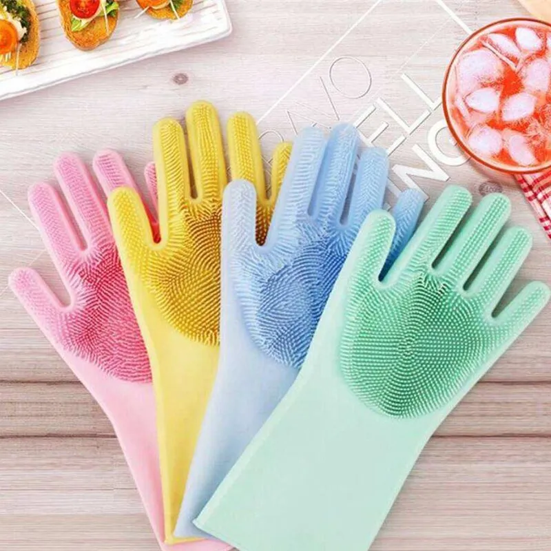 1 Pc Rubber Gloves Gardening Washing Msrp Kitchen Multifunction Magic For Dishes Cleaning Scrubber Clean Household Tools Glove