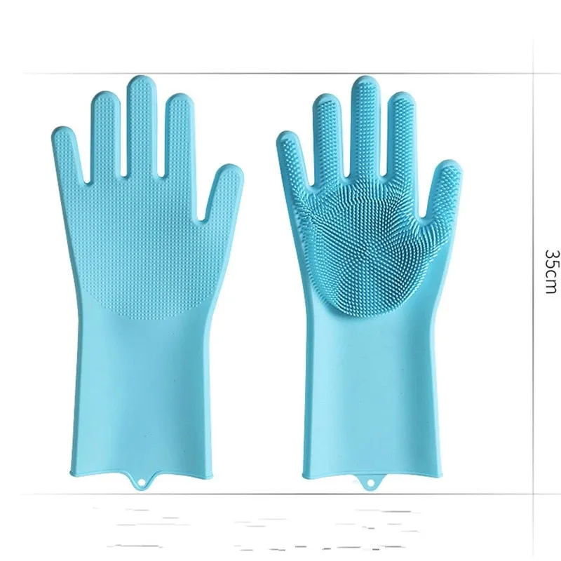 1 Pc Rubber Gloves Gardening Washing Msrp Kitchen Multifunction Magic For Dishes Cleaning Scrubber Clean Household Tools Glove