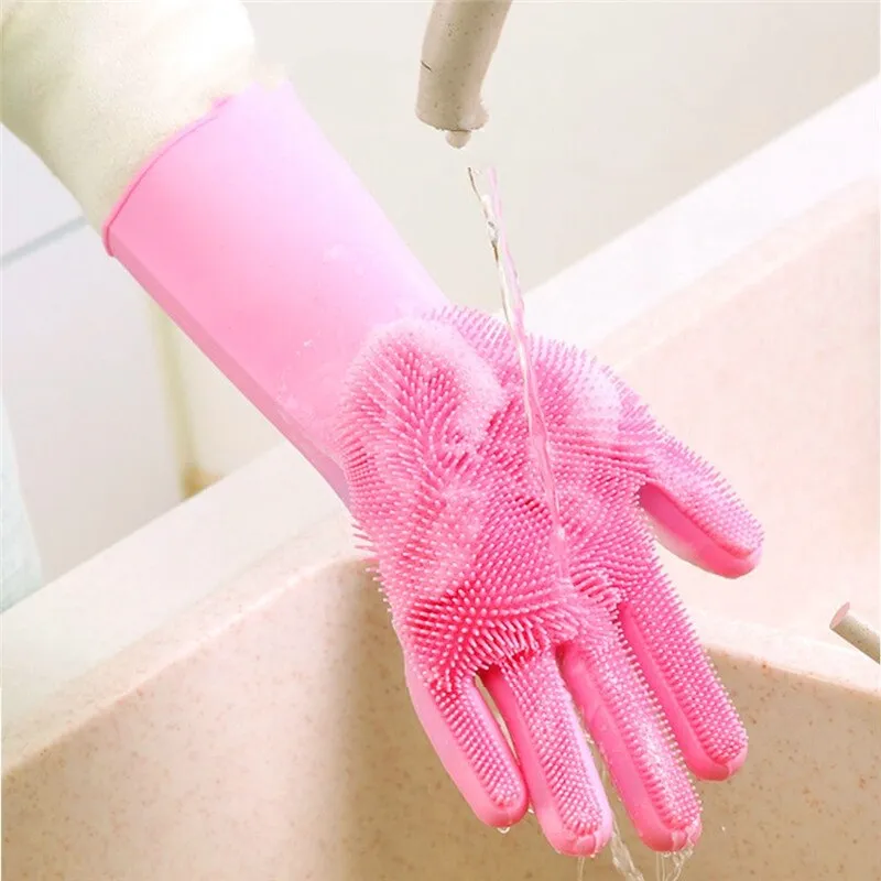 1 Pc Rubber Gloves Gardening Washing Msrp Kitchen Multifunction Magic For Dishes Cleaning Scrubber Clean Household Tools Glove