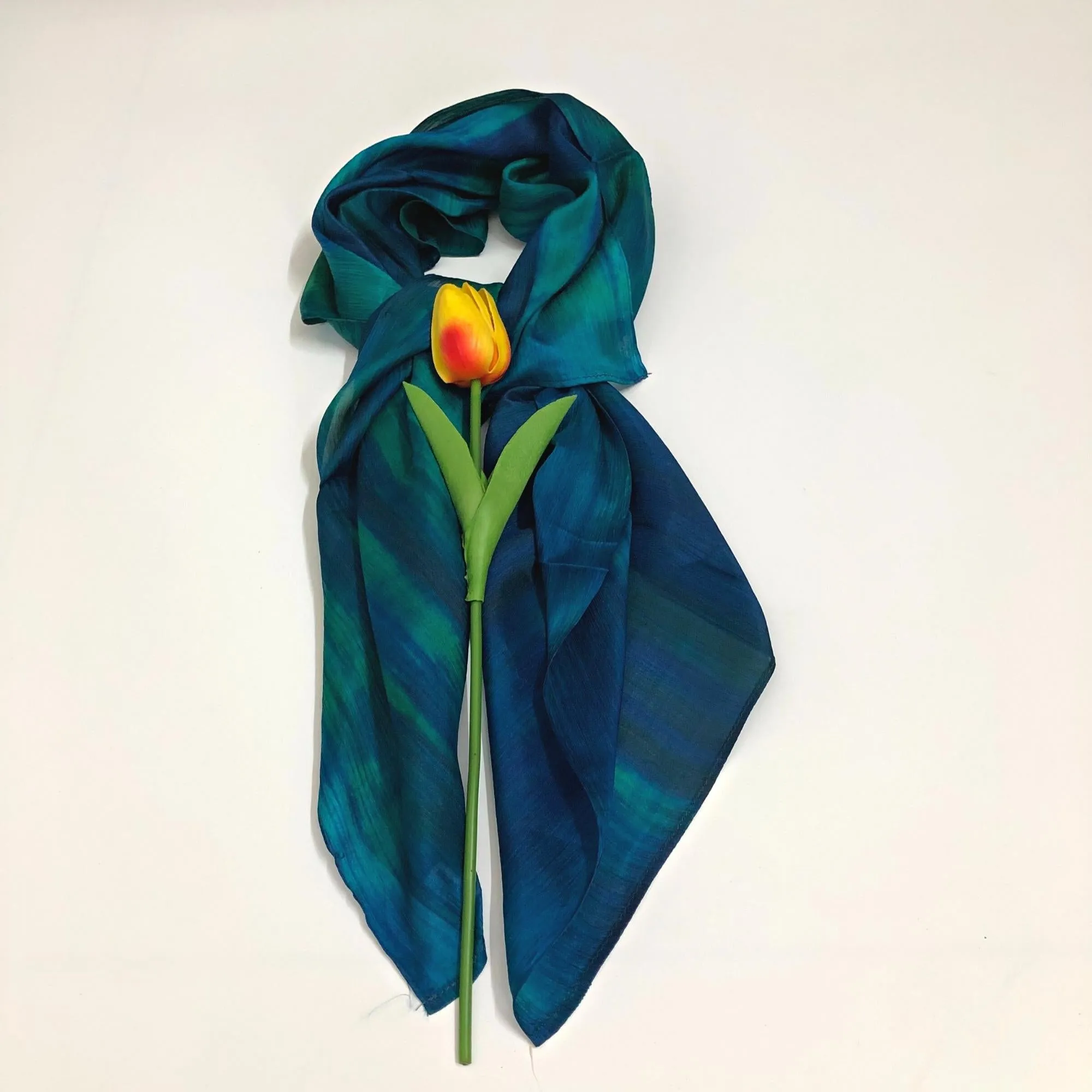 100% MULBERRY SILK SCARF - Pure mulberry silk - Blue Square Scarf - Women's Scarves - Fashion Scarf - Luxury Scarf - Gift for her