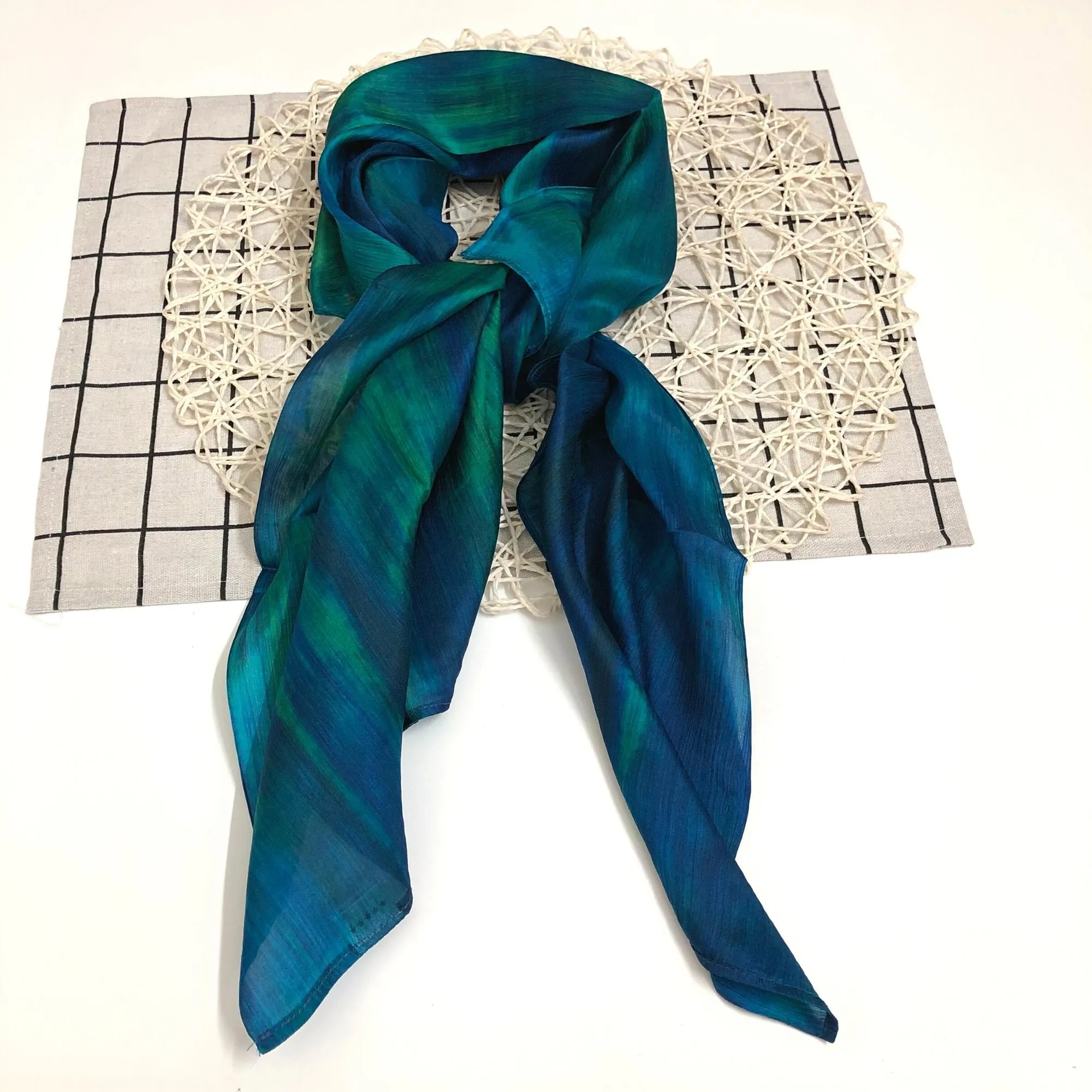 100% MULBERRY SILK SCARF - Pure mulberry silk - Blue Square Scarf - Women's Scarves - Fashion Scarf - Luxury Scarf - Gift for her