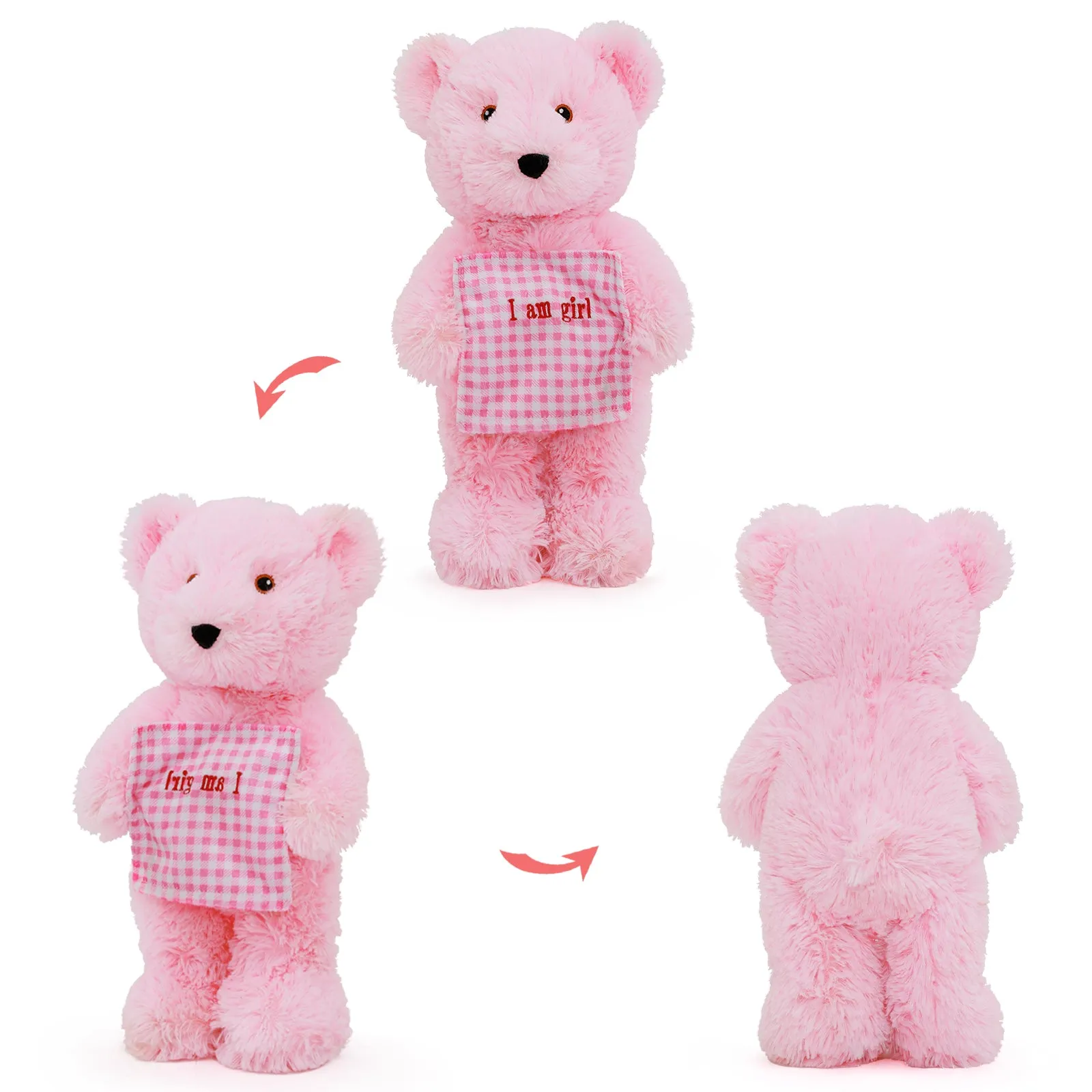 2 Pack Teddy Bear Plush Toy Set, Blue/Pink, 15.7 Inches