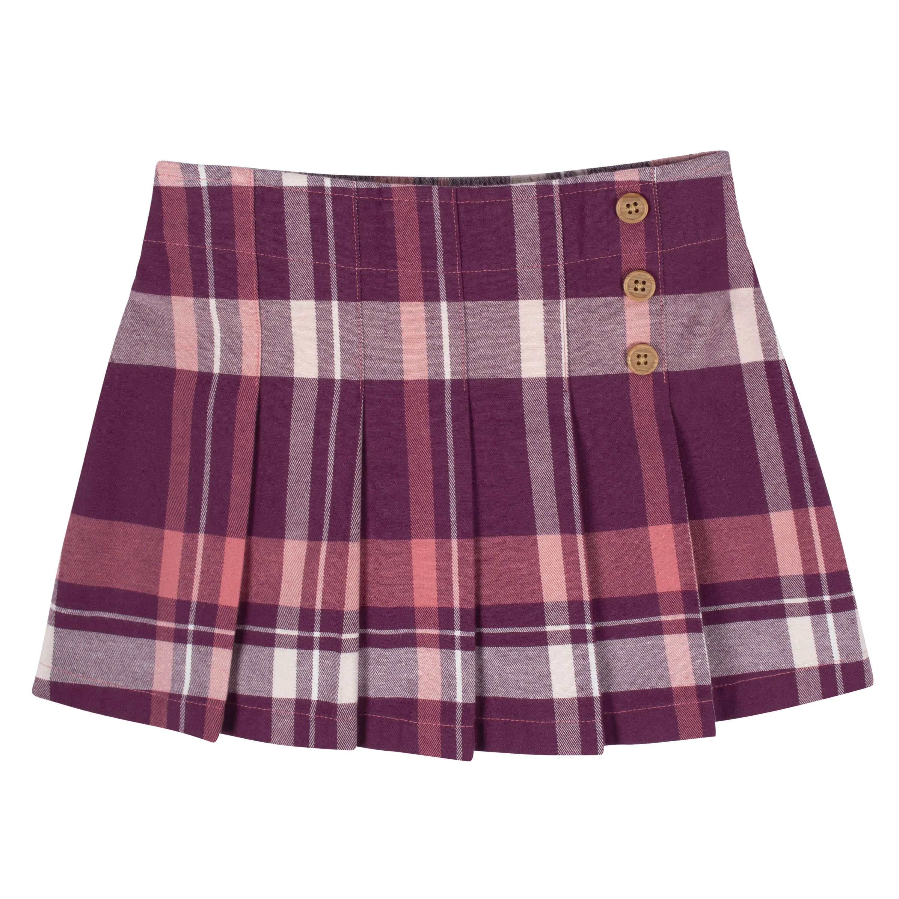 2-Piece Infant & Toddler Girls Burgundy Plaid Tee & Skirt Set