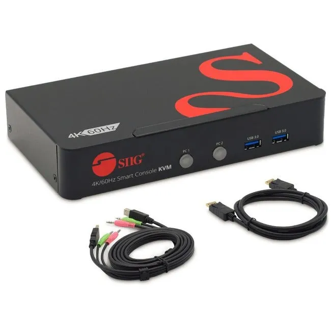 2 Port 4K 60HZ DisplayPort 1.2 KVM Switch with USB 3.0 and Multi-Media ports