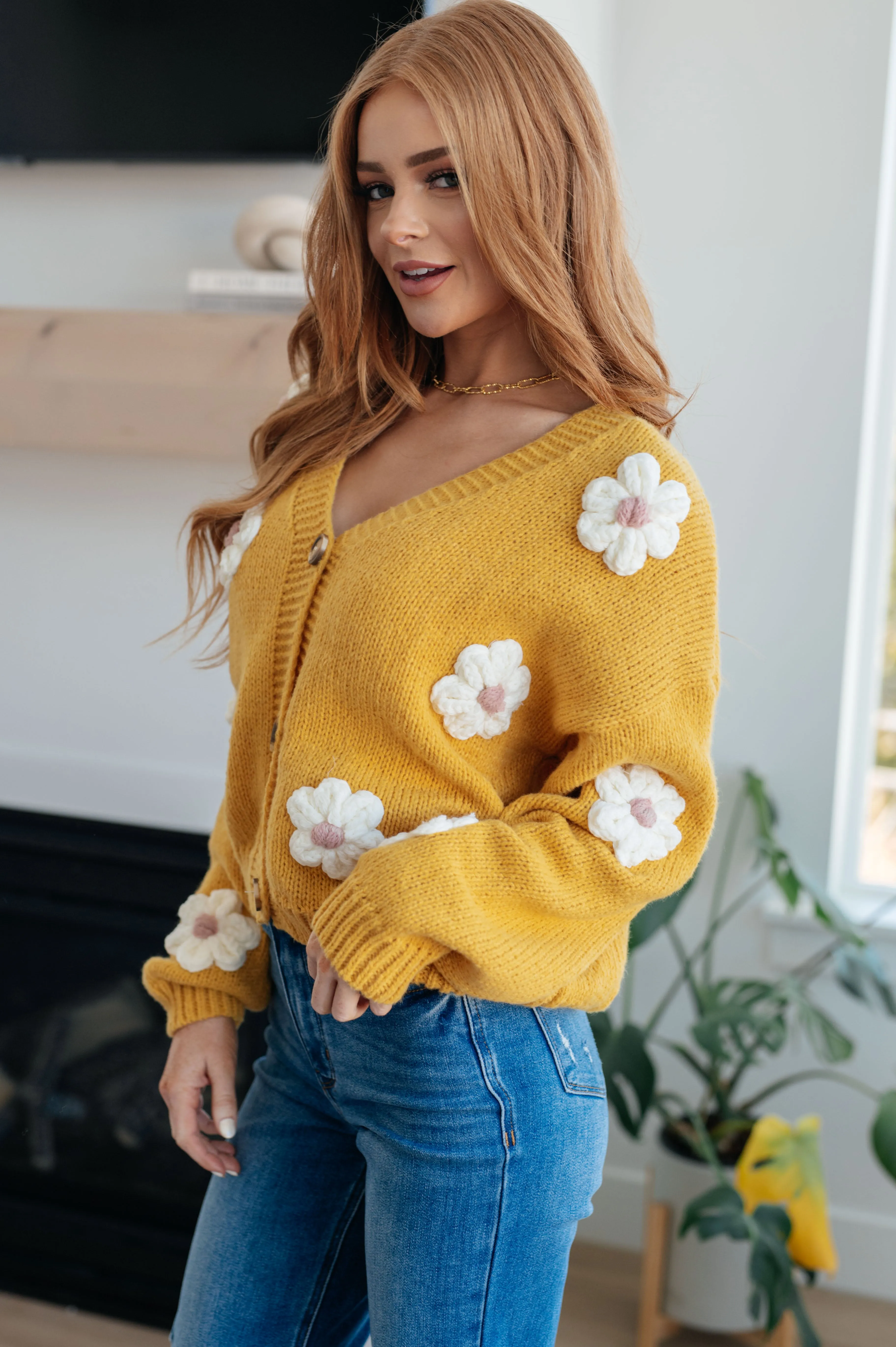 3D Daisy Floral Cardigan