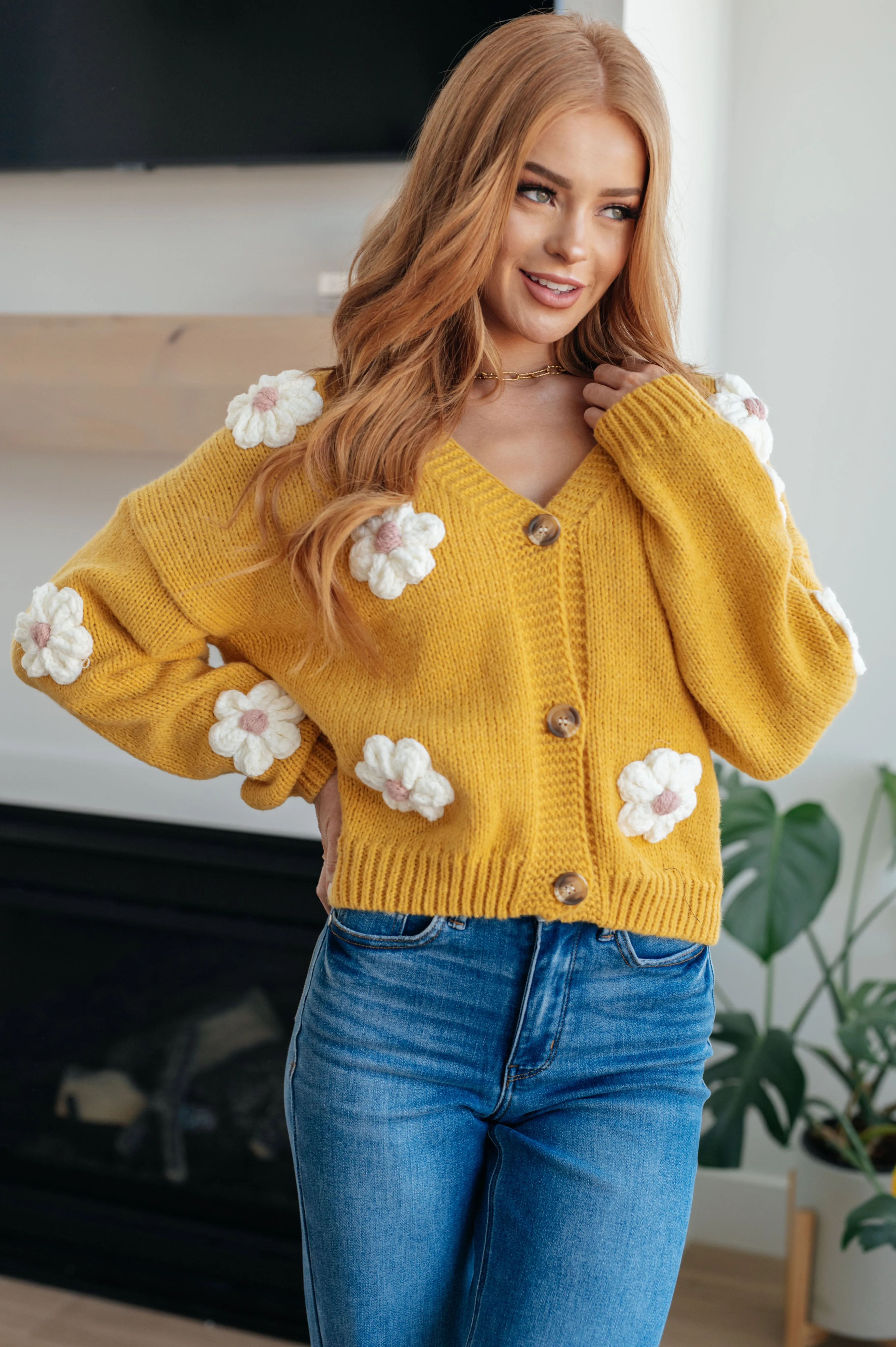 3D Daisy Floral Cardigan