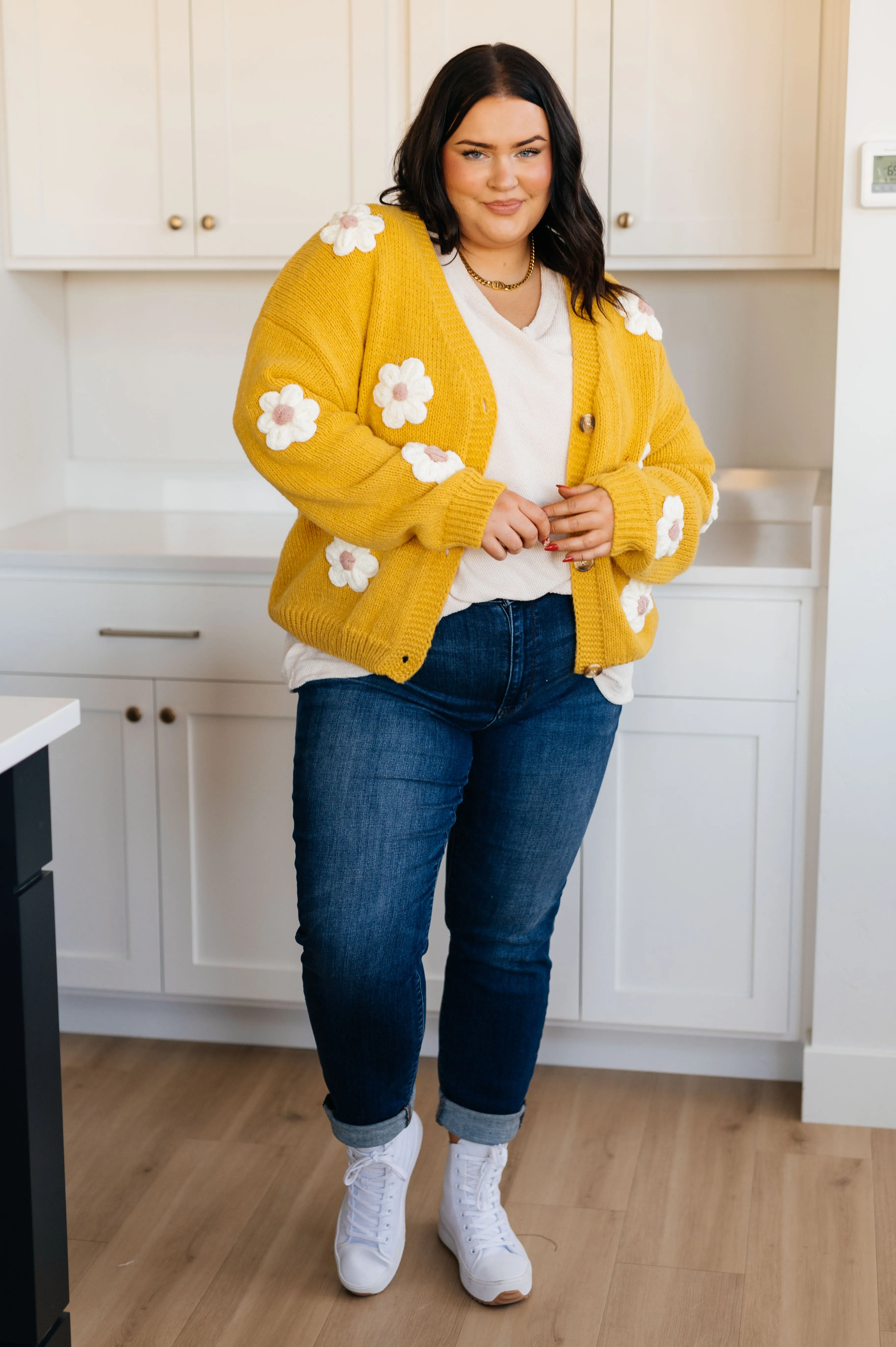 3D Daisy Floral Cardigan