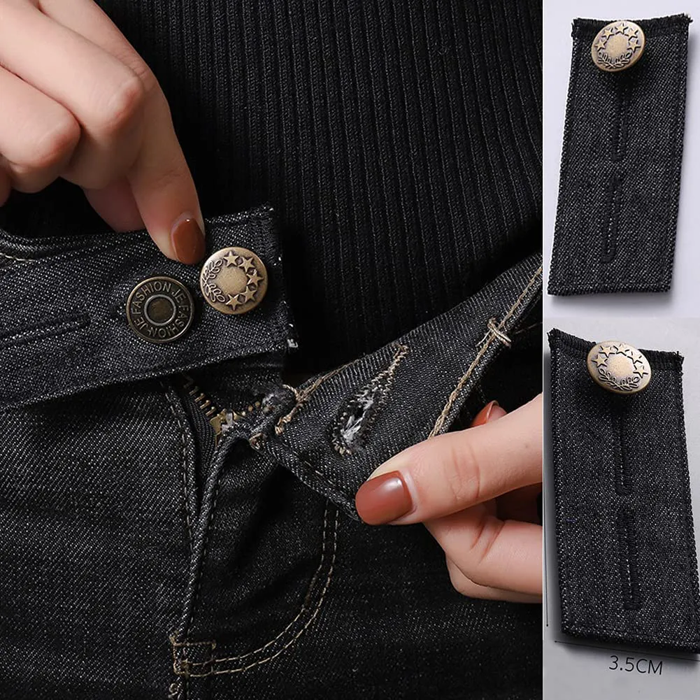 4Pack Denim Waist Extender Button and 5 Pack Elastic Waist Extenders Set, Adjustable Waistband Expanders for Men and Women Jeans Pants Button Extenders