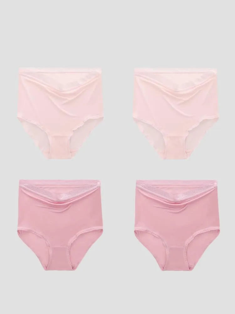 4Pcs Lingerie en Dentelle Tricotée en Soie Boxer Slips (Soutien-Gorge NON Inclus) Culottes