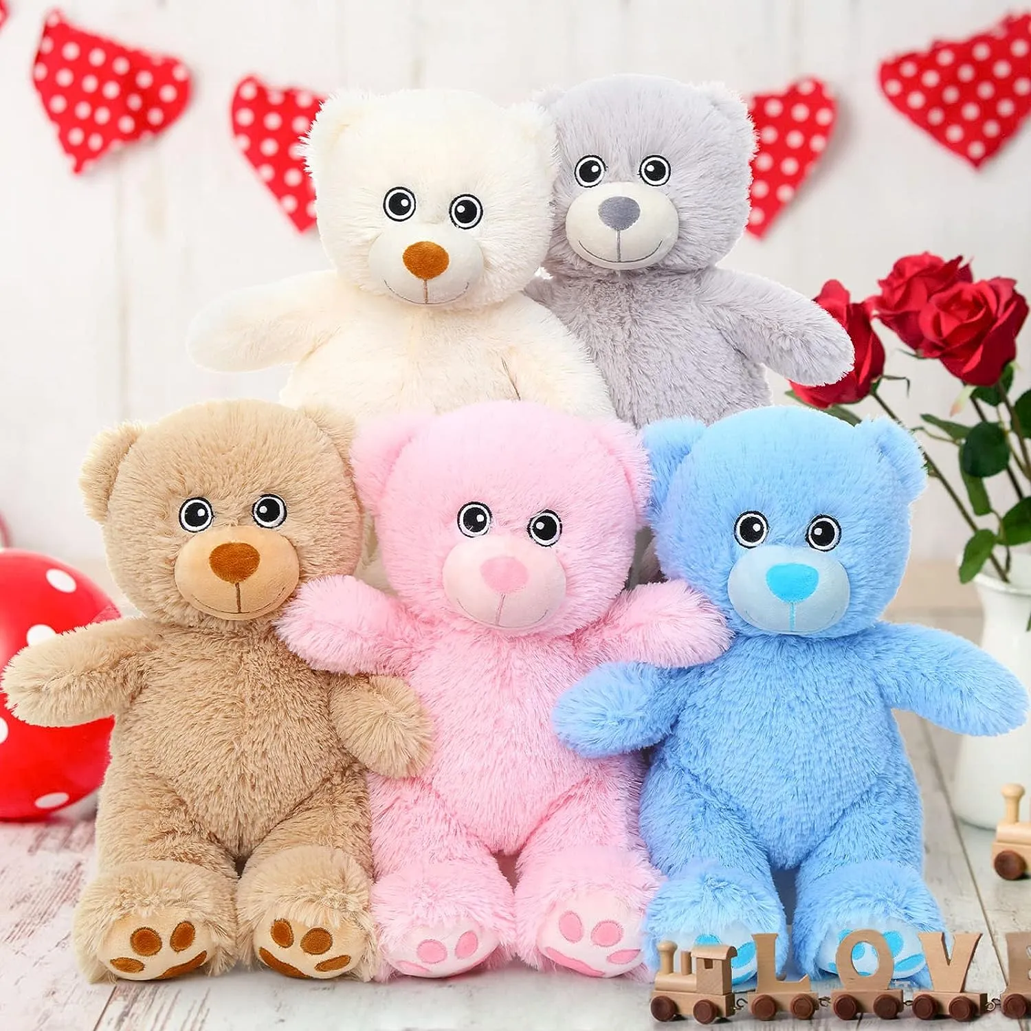 5 Piece Teddy Bears Plush Toy Set, 14 Inches