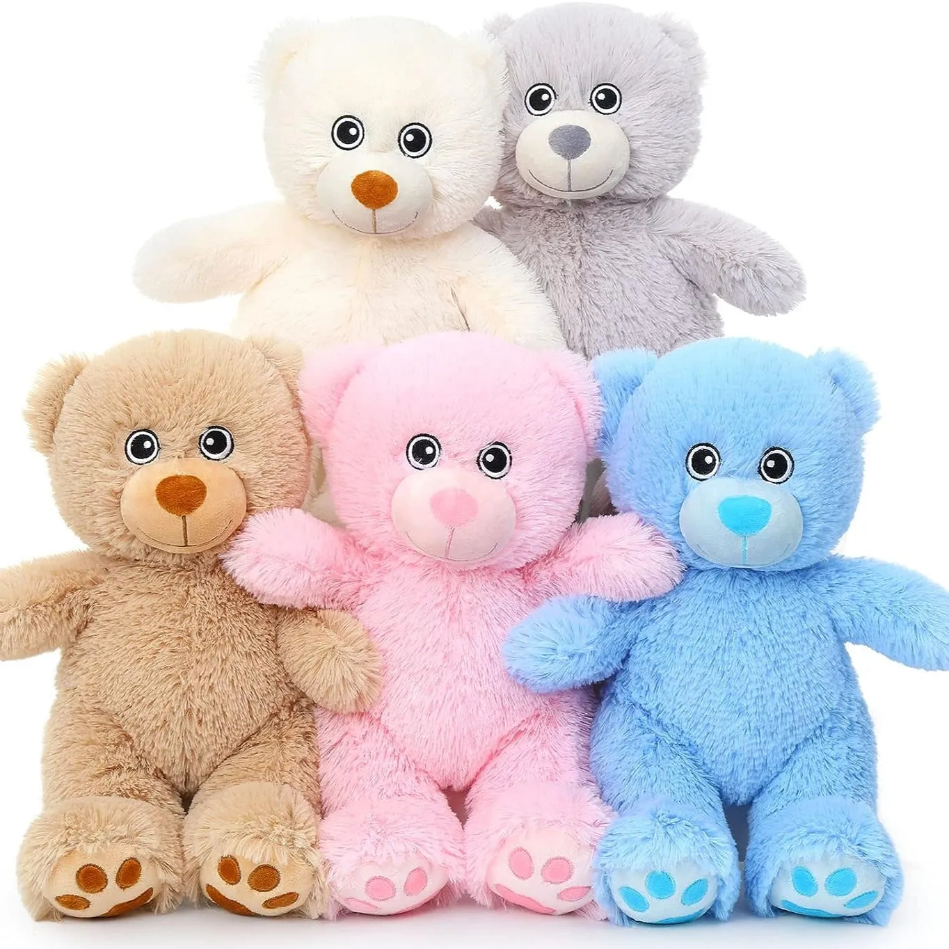 5 Piece Teddy Bears Plush Toy Set, 14 Inches