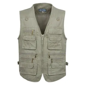 8XL 9XL 10XL New Male Casual Summer Big Size Cotton Sleeveless Vest With Many 16 Pockets Men Multi Pocket Photograph Waistcoat