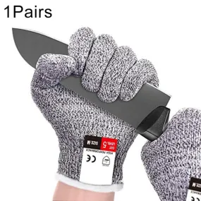 A Pair Cut-resistant Gardening Gloves HPPE Food-grade 5-Level Anti-cutting Anti-wear Safety Working Gloves, Size: L, Length: 24cm(White)