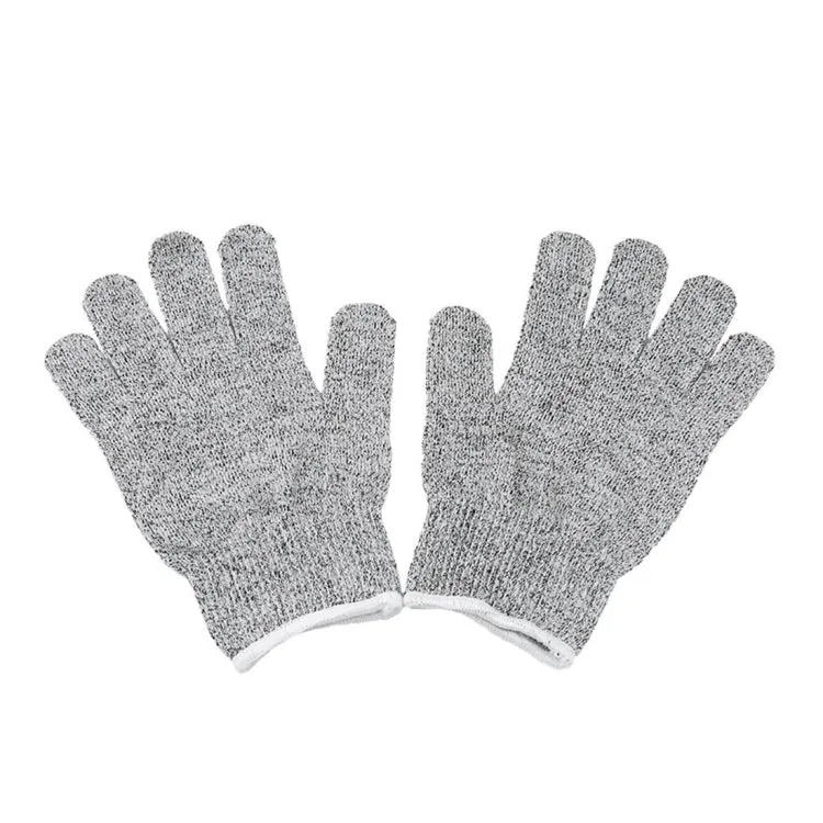 A Pair Cut-resistant Gardening Gloves HPPE Food-grade 5-Level Anti-cutting Anti-wear Safety Working Gloves, Size: L, Length: 24cm(White)