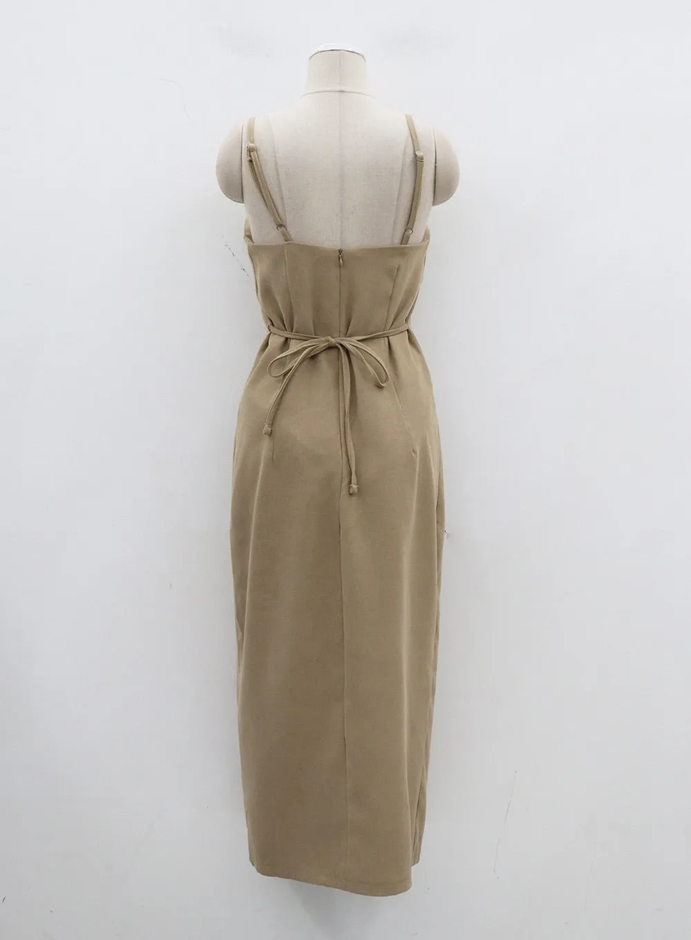 Adjustable Thin Strap Back Tie Maxi Dress OJ310