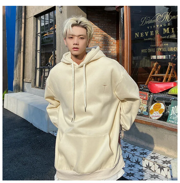 Advbridge mens fall outfits Solid Color Sweater Suit Men's Hooded Loose Spring and Autumn Korean Style Couple Ins Trendy All-Matching Coat Hong Kong Style Clothes