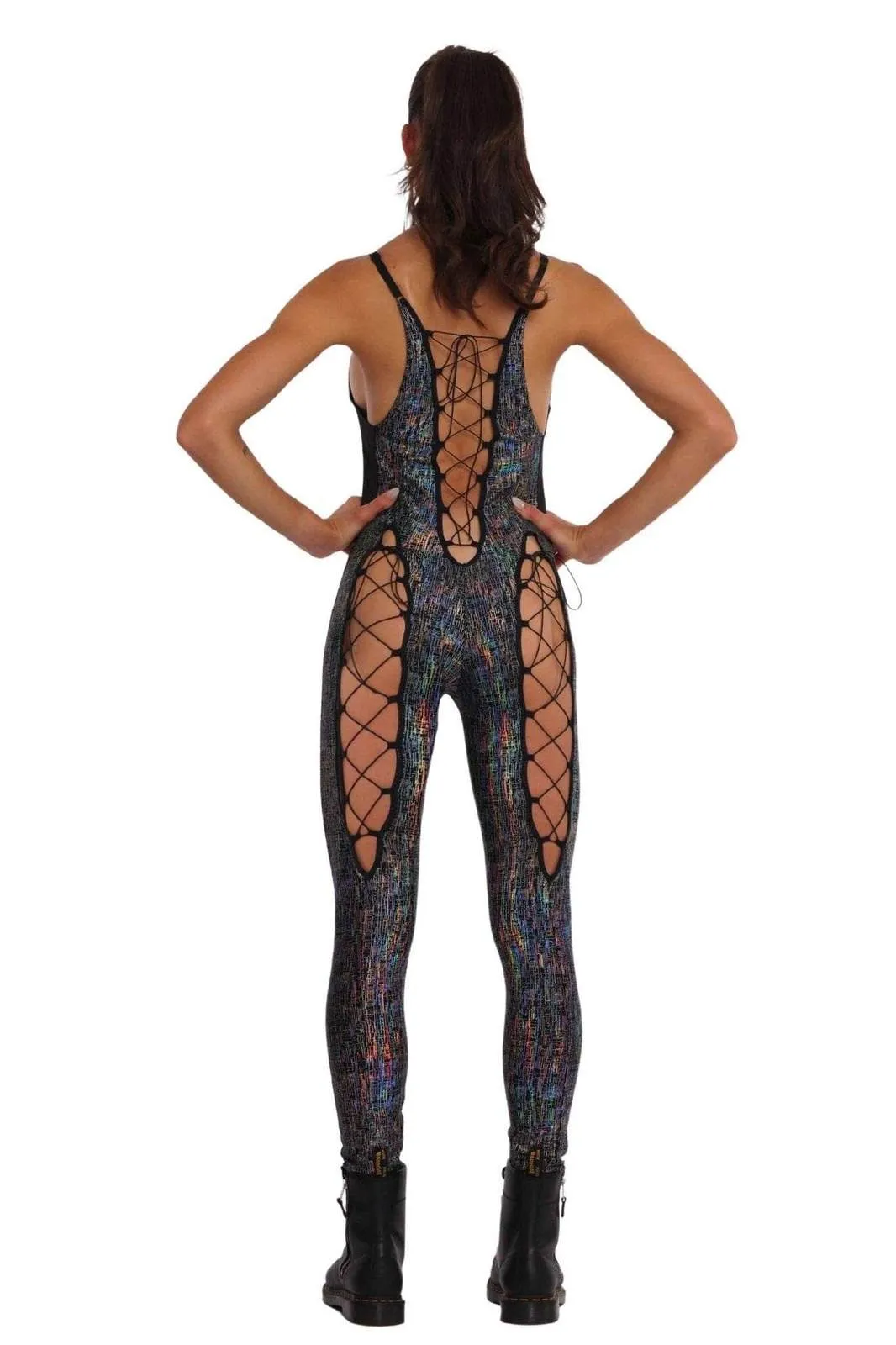 After Hours Lace Up Catsuit - Matrix