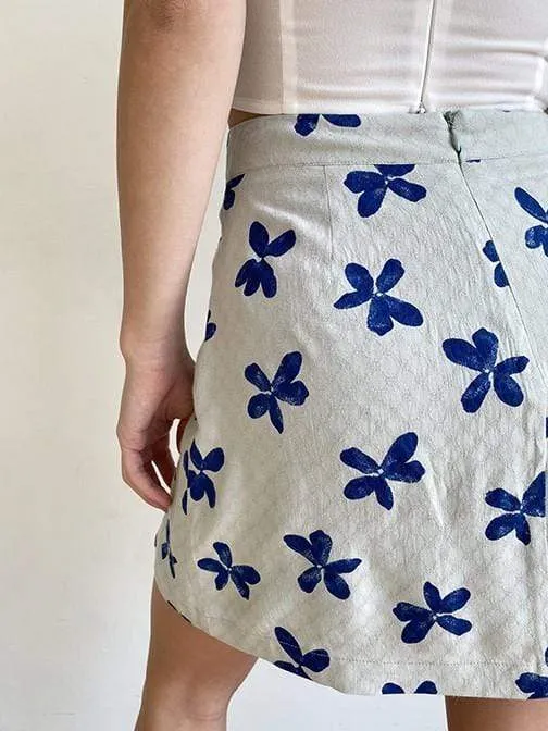 Alastair Floral Mini Skirt Sage Blue