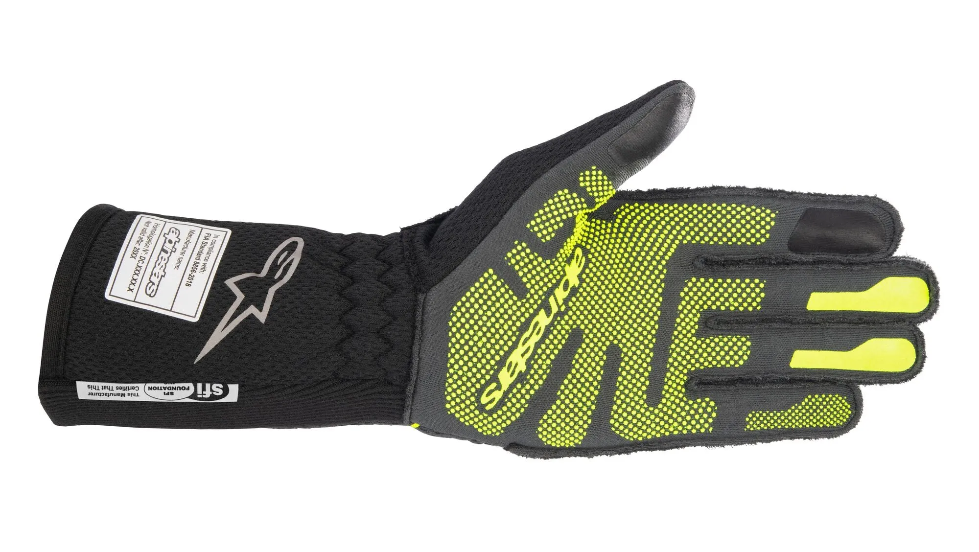 ALPINESTARS 3550123_9151_XL TECH 1-ZX v3 Racing gloves, FIA 8856-2018, tar gray/black/yellow fluo, Size XL