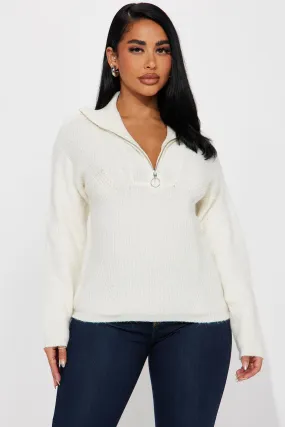 Amabella Quarter Zip Sweater - Off White