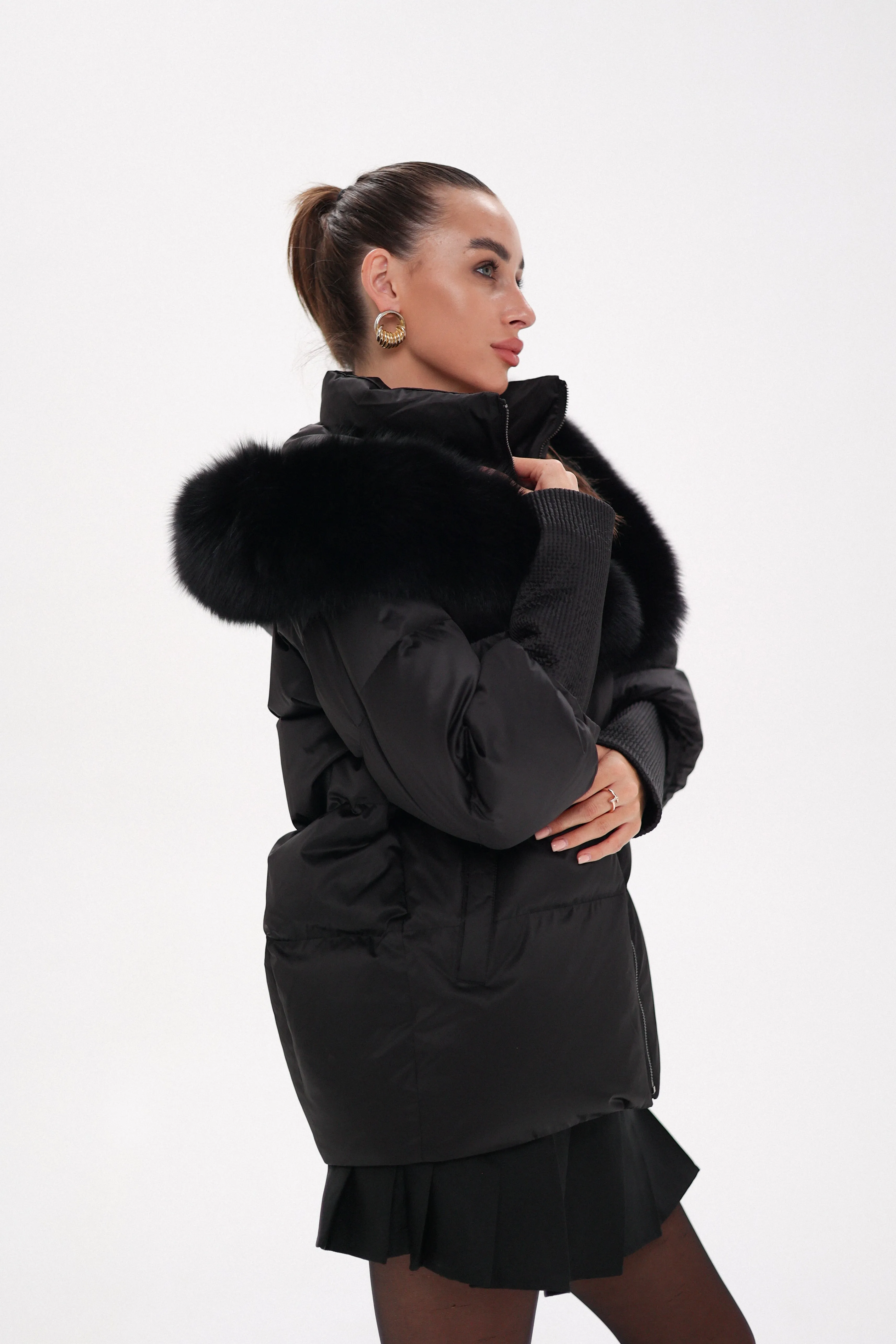 Amanda Genuine Fur Trim Down Fill Coat