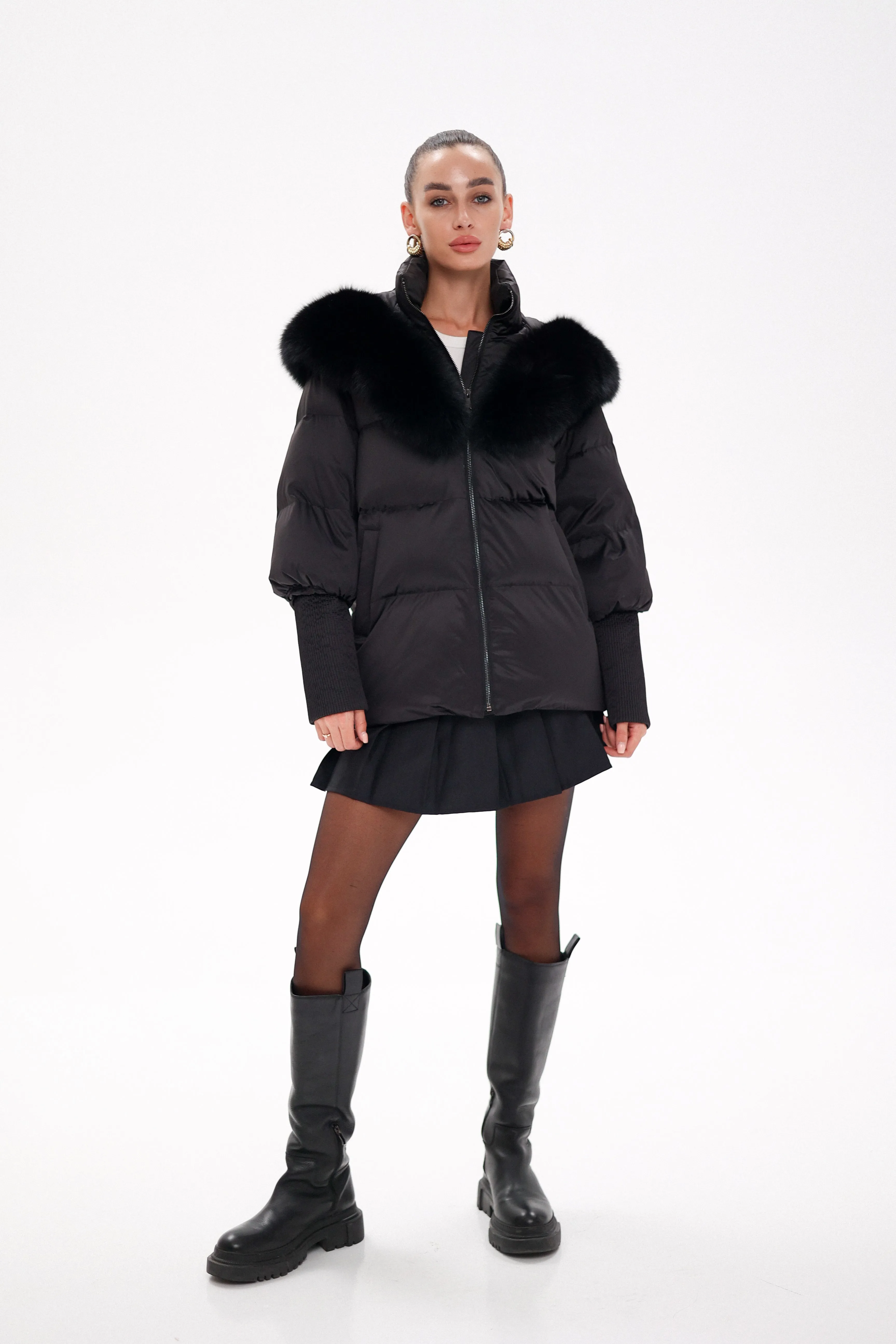 Amanda Genuine Fur Trim Down Fill Coat