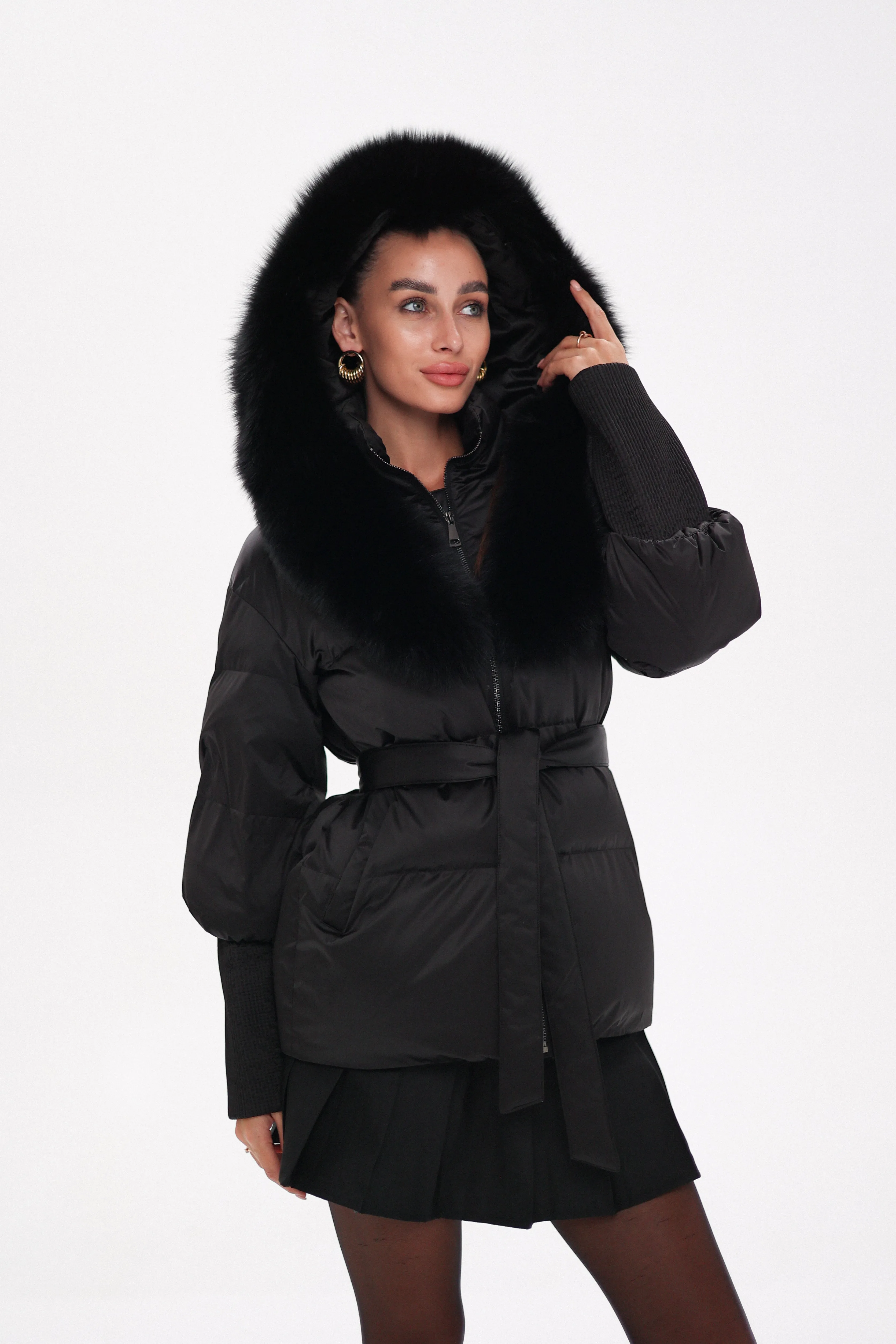 Amanda Genuine Fur Trim Down Fill Coat