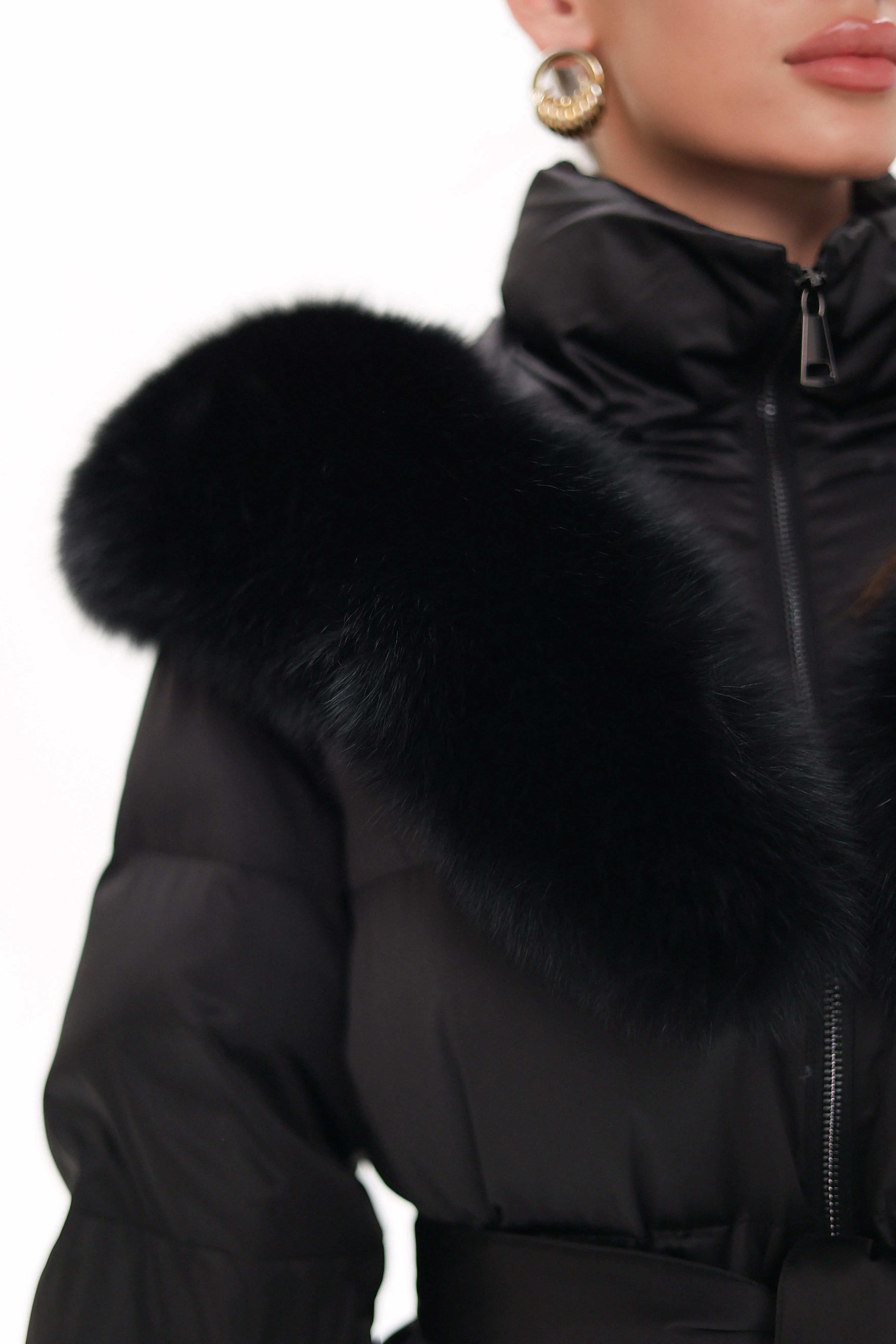 Amanda Genuine Fur Trim Down Fill Coat