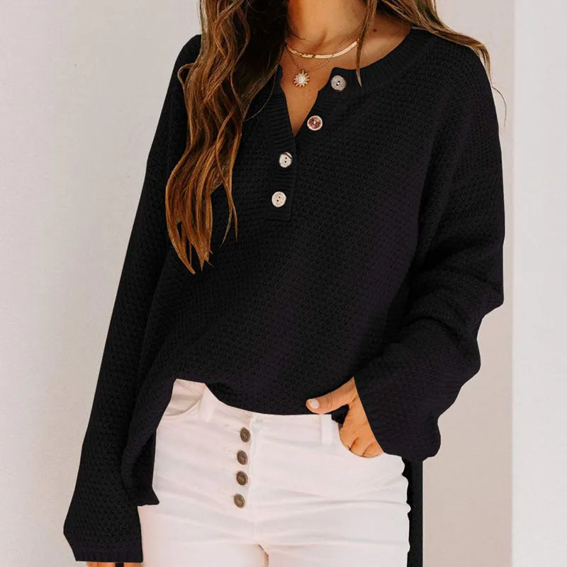 Amozae fall outfits women Autumn and Winter New Women's Button Cardigan Casual Loose Solid Color Sweater Female Wish