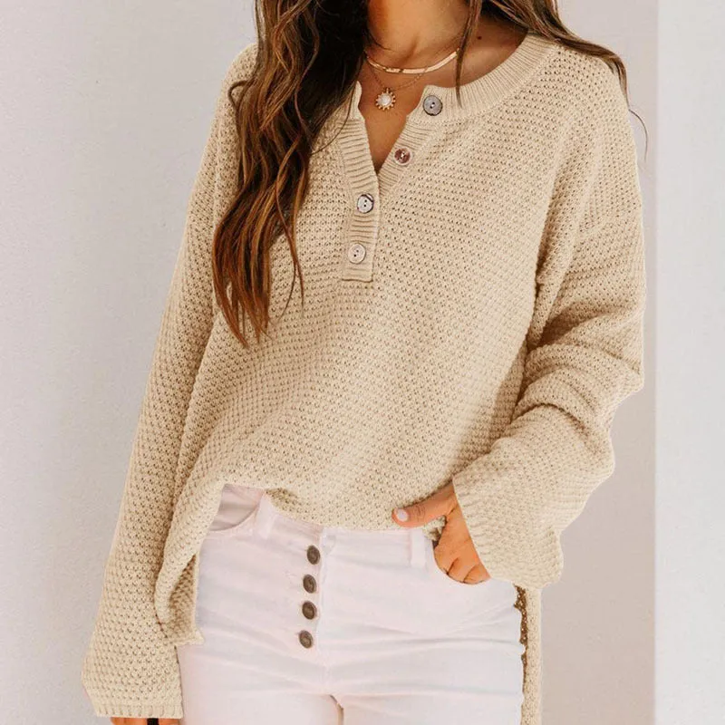 Amozae fall outfits women Autumn and Winter New Women's Button Cardigan Casual Loose Solid Color Sweater Female Wish