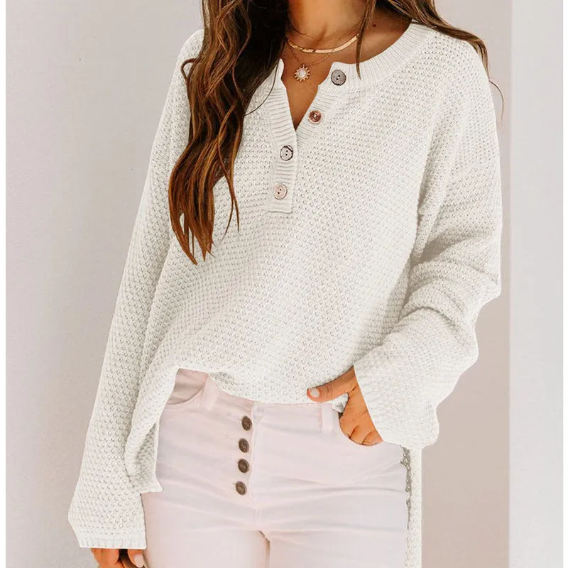 Amozae fall outfits women Autumn and Winter New Women's Button Cardigan Casual Loose Solid Color Sweater Female Wish