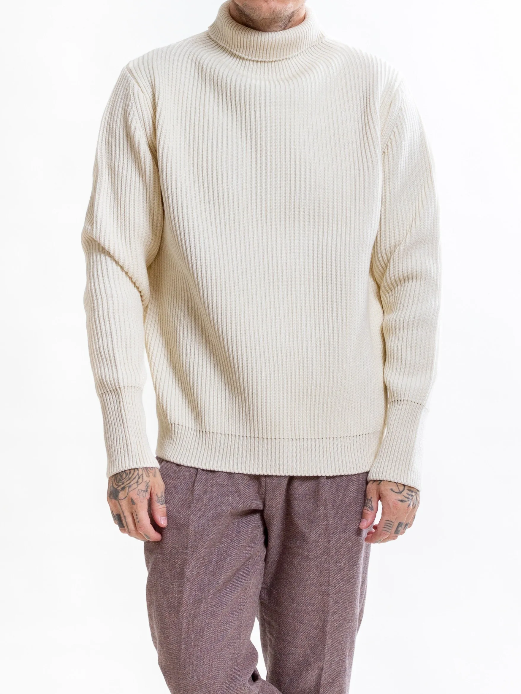 Andersen-Andersen, Navy Turtleneck, Off-White