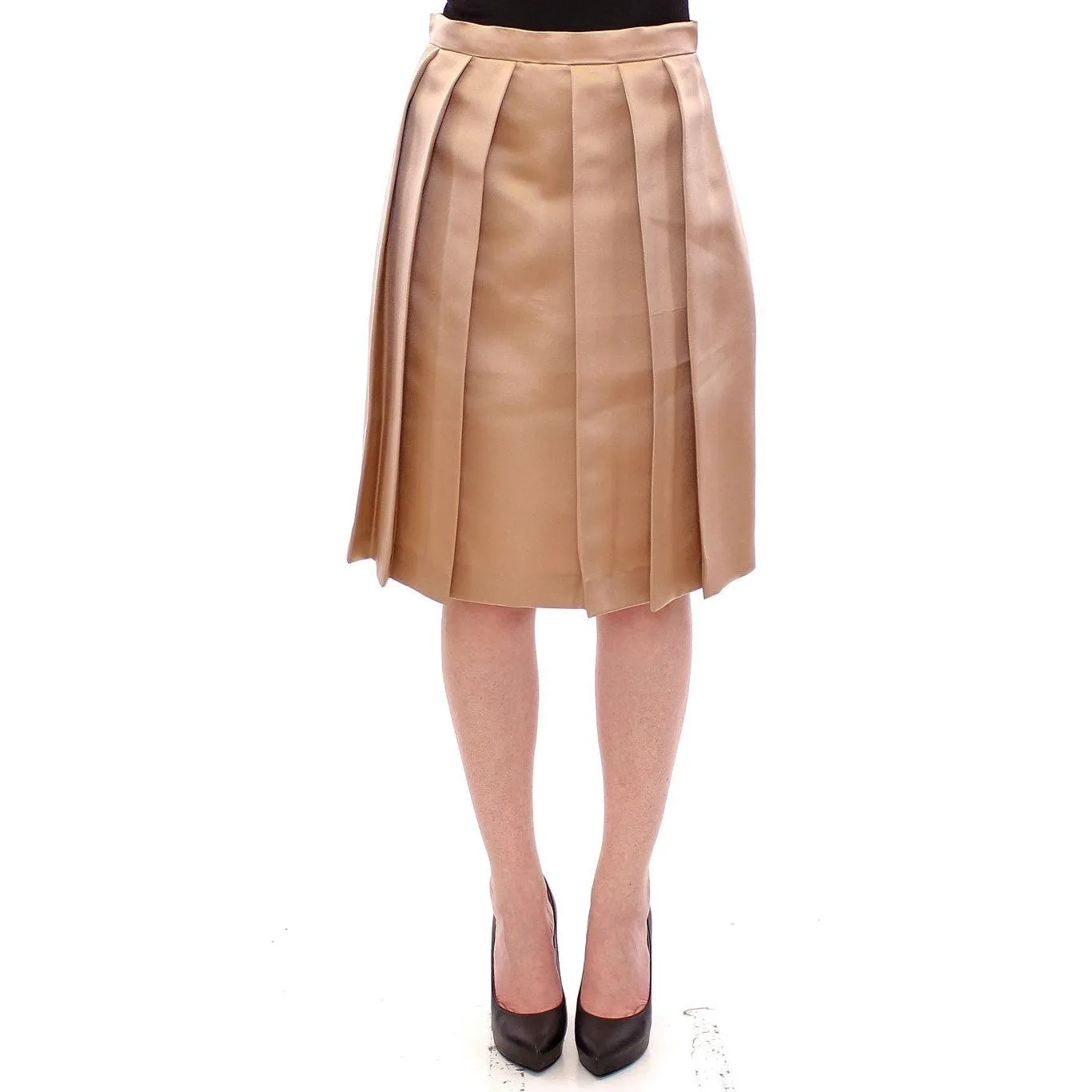 Andrea Incontri Elegant Silk Pleated Knee-Length Skirt