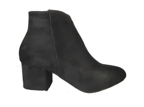 Ankle Boots Faux Suede Block Heel - Black - B651 - Last One