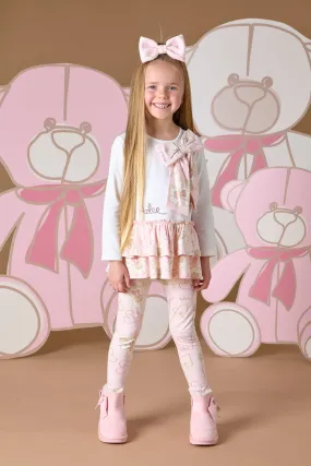 AW24 A Dee Girls Summer Teddy Print Bow Leggings Set