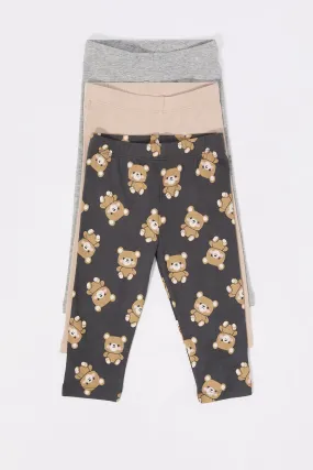 Baby Teddy Bear Print Legging (3 Pack)