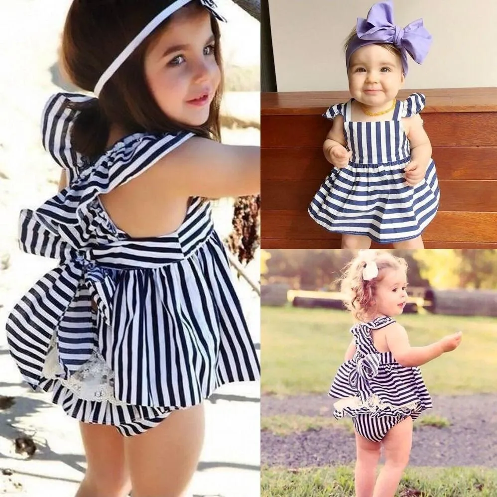 Backless Bow Dress Cotton Briefs 2Pcs Clothing Set