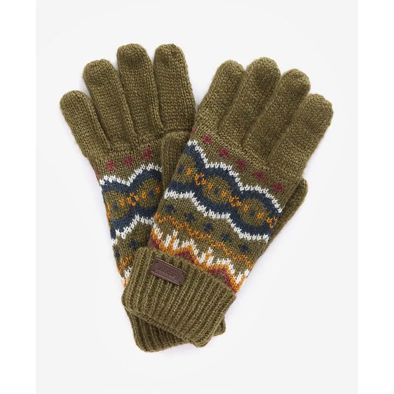 Barbour Case Fairisle Mens Gloves - Olive