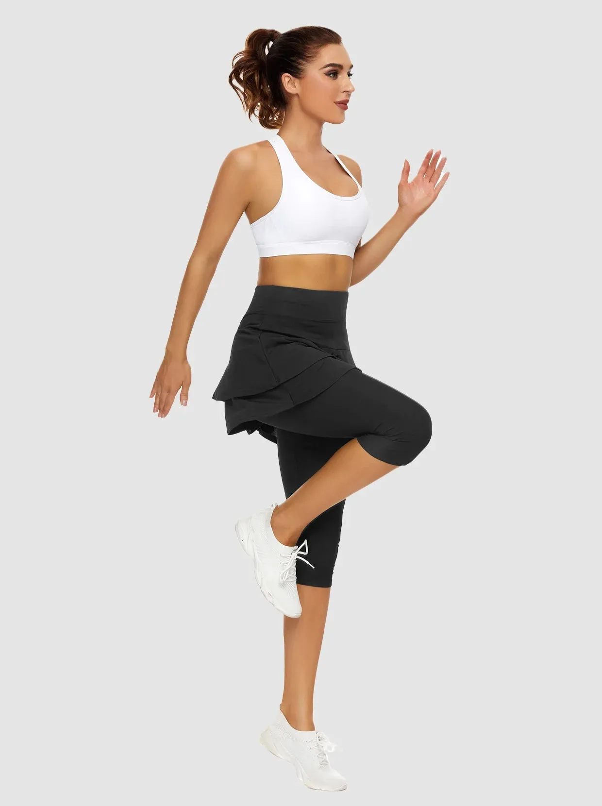 Basic Double layer Knee-length Skirted Leggings for Women