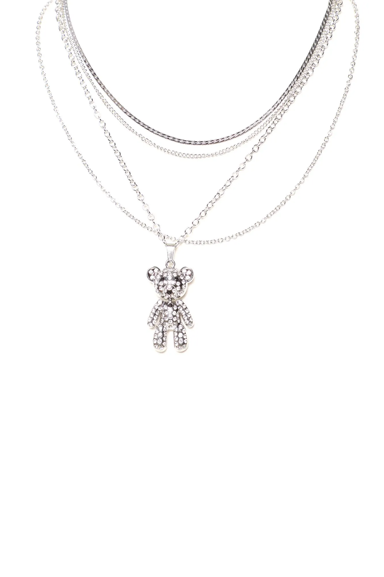 Beary Noticeable Layered Necklace - Silver