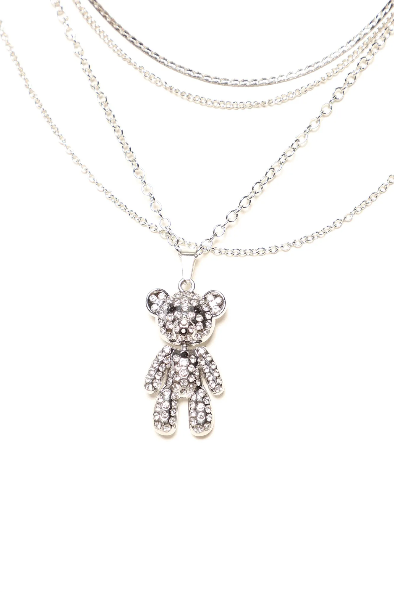 Beary Noticeable Layered Necklace - Silver